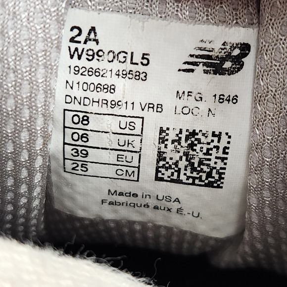 New Balance 990 V5‎ Running Shoes Womens 8 Narrow Gray Sneakers Trainers USA - Picture 10 of 12